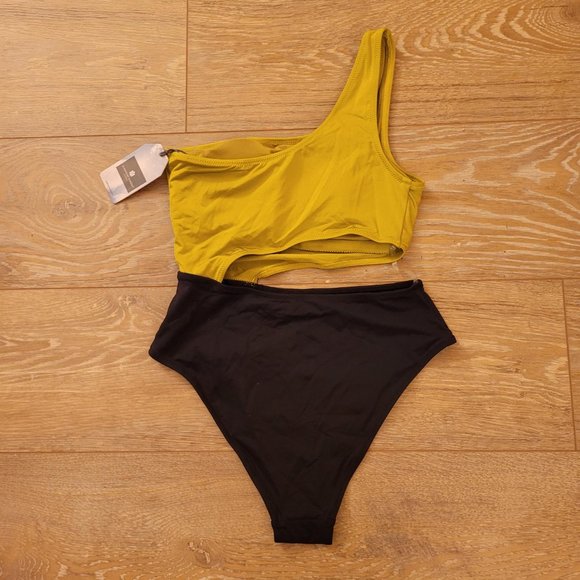 120. Everyday Sunday one piece single strap swimsuit. Golden Palm. Size XS. NWT - Picture 2 of 4